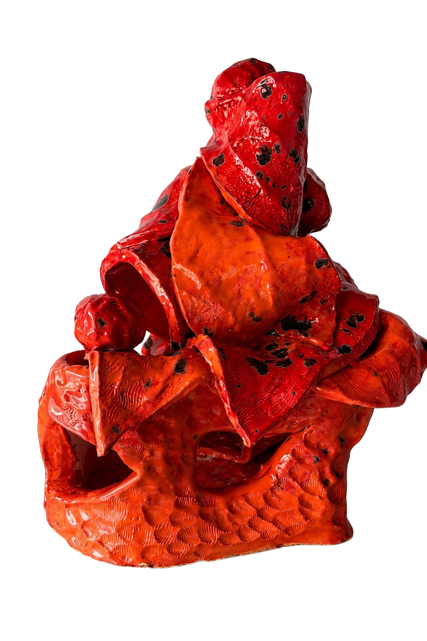 Πορφυρός Ψίθυρος (Crimson Whisper) ceramic sculpture by Andri Iona