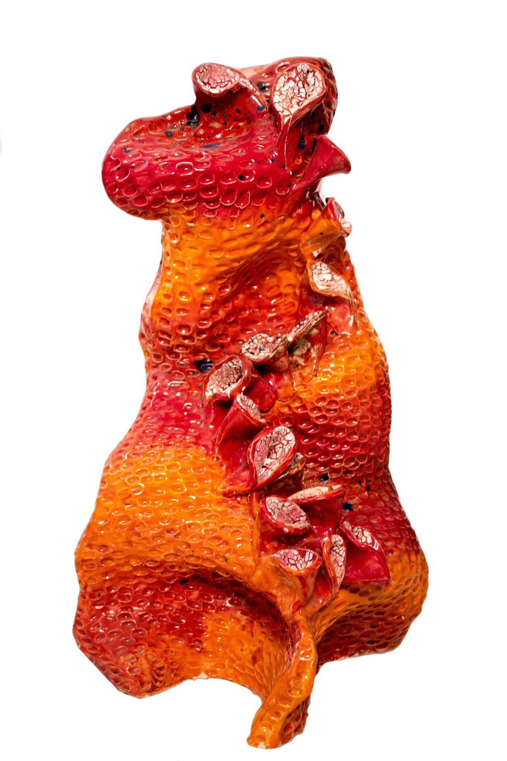 Flaming ceramic sculpture by Andri Iona