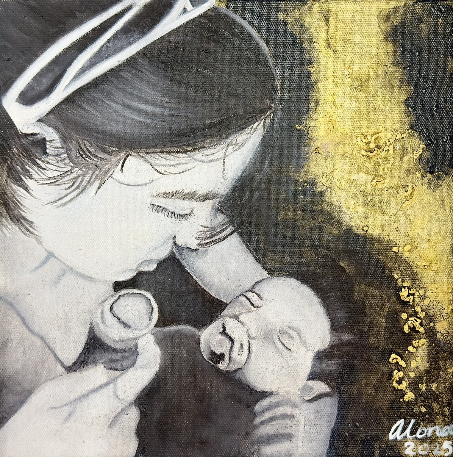 Motherhood oil painting by Andri Iona